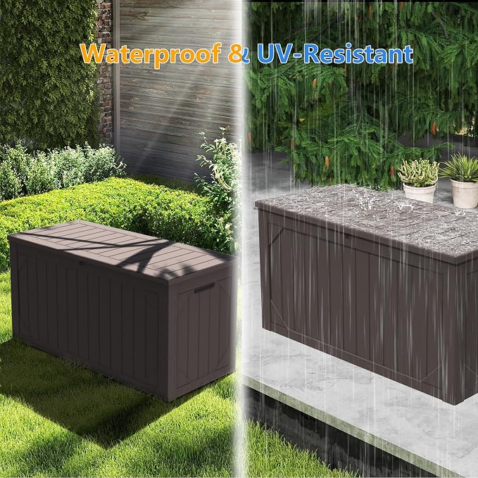 100 Gallon Resin Deck Box, Waterproof Outdoor Storage Box - Image 4