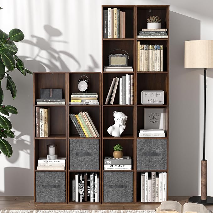 6 Cube Storage Organizer, Narrow Open Shelf Bookcase, Freestanding 6 Tier Low - Image 9