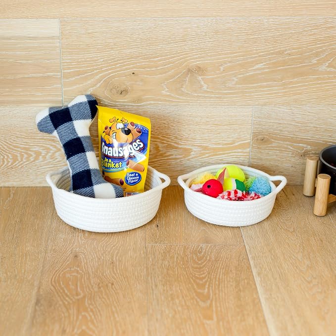 5-Piece Round Woven Cotton Rope Storage Baskets - Image 9