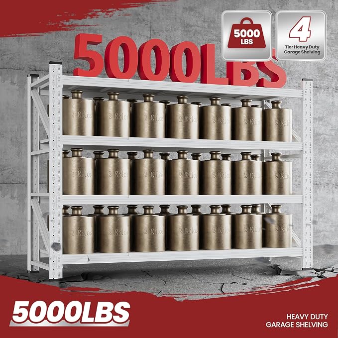 60" Wide Storage Shelves, 5000LBS Garage Shelving Heavy Duty, Standing Shelf - Image 9