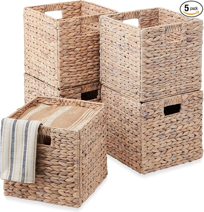 Best Choice Products 12x12in Pack of 5 Cube Storage Baskets, Water Hyacinth by Unknown