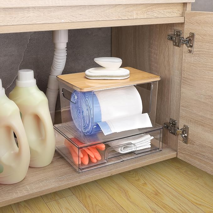 2Pcs Trash Bag Holder Under Sink Stackable Storage, Extra Large Laundry Room - Image 6