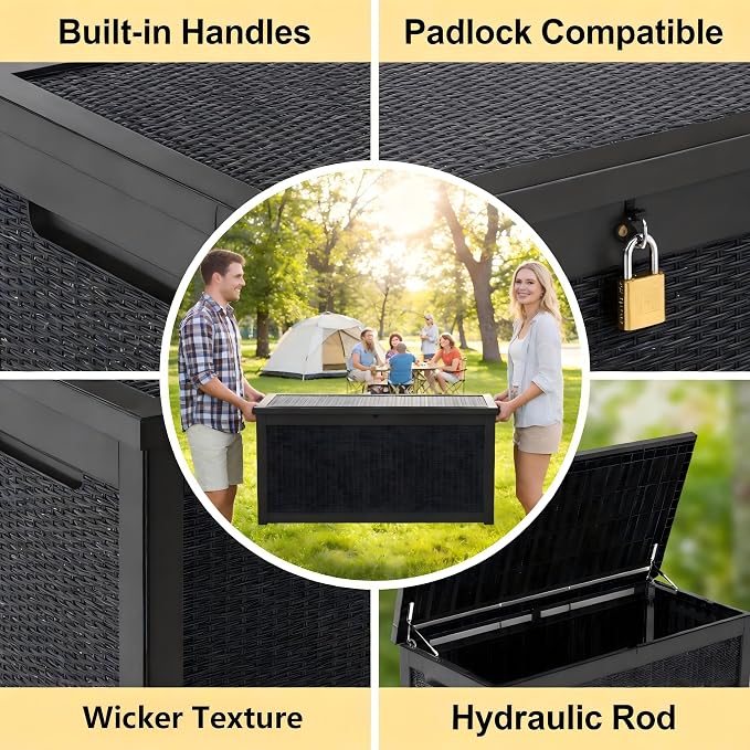 328 Gallon Waterproof Outdoor Storage Box, Heavy Duty Resin Deck Box Lockable - Image 4