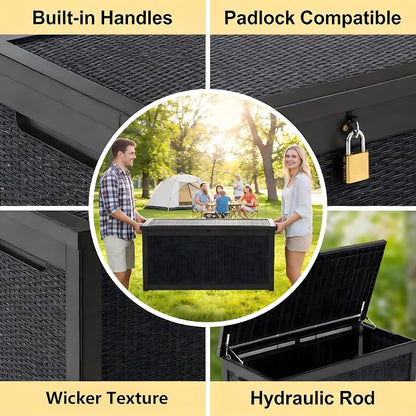 328 Gallon Waterproof Outdoor Storage Box, Heavy Duty Resin Deck Box Lockable - Image 4