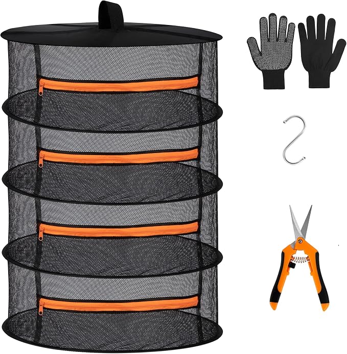Desy & Feeci Herb Drying Rack-2ft Diameter 4 Layer Folding Mesh Hanging Basket by DesyFeeci