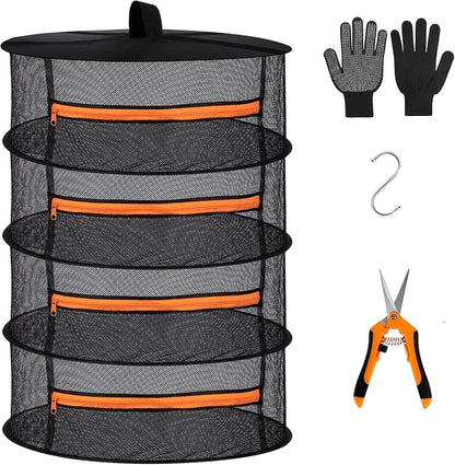Desy & Feeci Herb Drying Rack-2ft Diameter 4 Layer Folding Mesh Hanging Basket by DesyFeeci