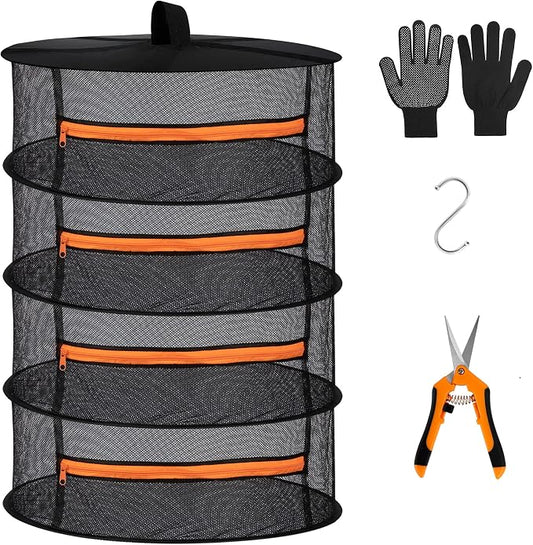 Desy & Feeci Herb Drying Rack-2ft Diameter 4 Layer Folding Mesh Hanging Basket by DesyFeeci