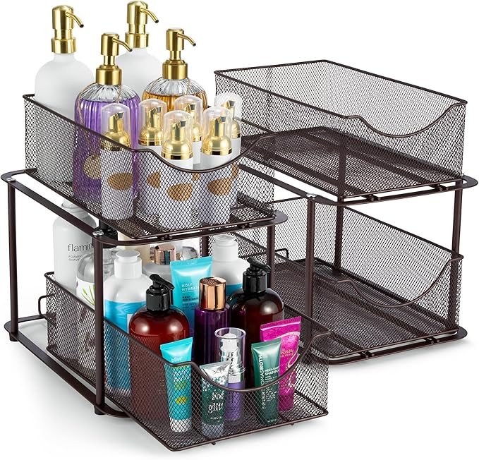 Sorbus 2 Sets of 2 Tier Metal Under Sink Organizer by Sorbus