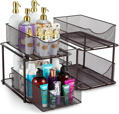 Sorbus 2 Sets of 2 Tier Metal Under Sink Organizer by Sorbus