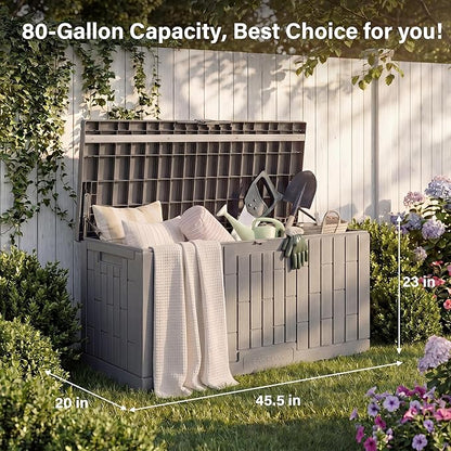 EAST OAK Outdoor Storage Box, 80 Gallon Deck Box, Waterproof Resin Storage Bin - Image 8