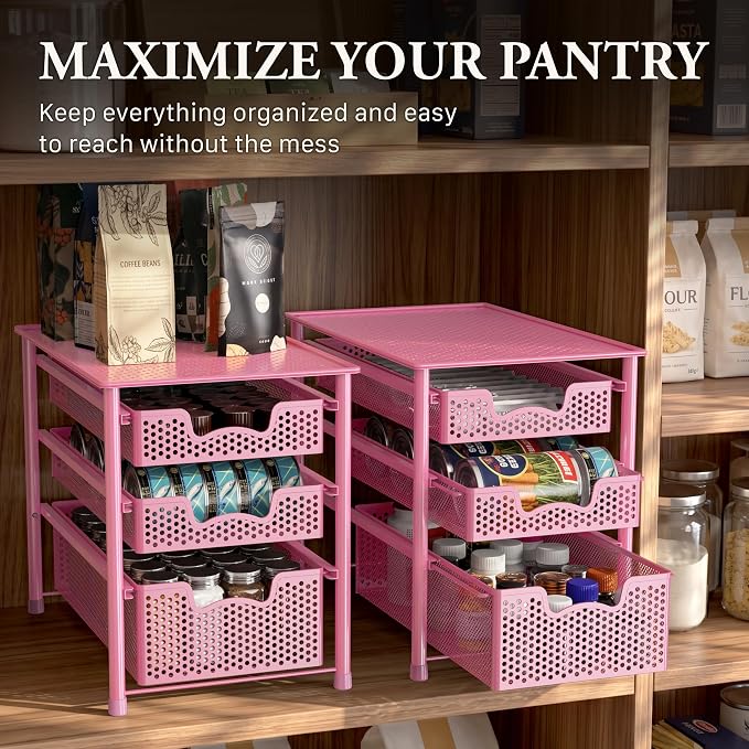 Simple Houseware Stackable 3 Tier Sliding Basket Organizer Drawer - Image 7