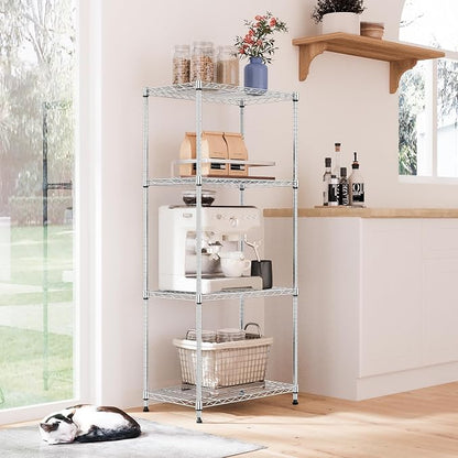 IZEUK 4-Tier Chrome Metal Storage Shelves, Adjustable Wire Shelving Unit - Image 6