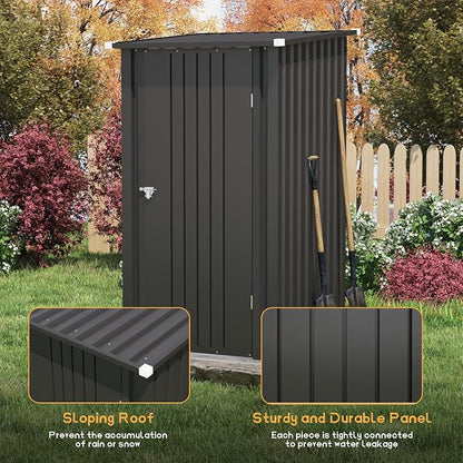 Patiowell 3x3 FT Storage Shed, Outdoor Metal Small Sheds - Image 4