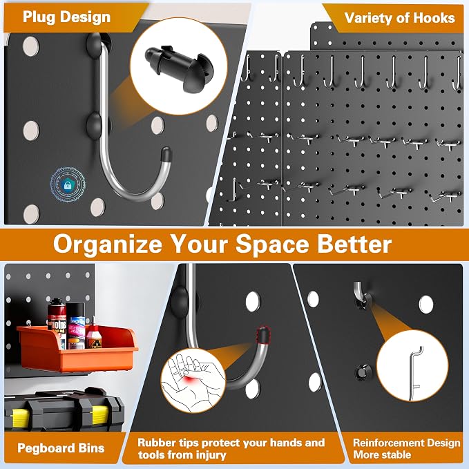 Peg Board, Includes 4 Pack Black Peg Board Panels - Image 4