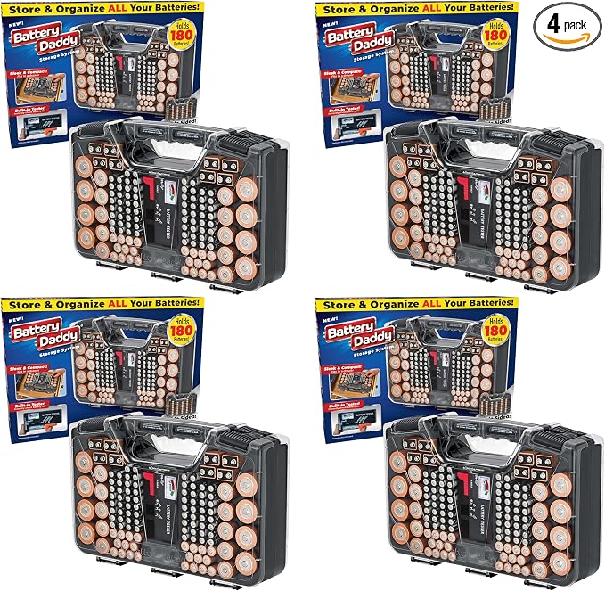 Battery Daddy Storage &Organizer Case w/Tester, Stores&Protects Up to 180 by Ontel