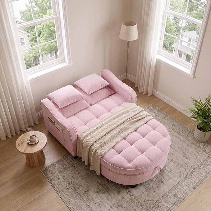 ERYE Chenille Tufted Loveseat Sofa and Ottoman Set, Tufted Recliner Sleeper - Image 3