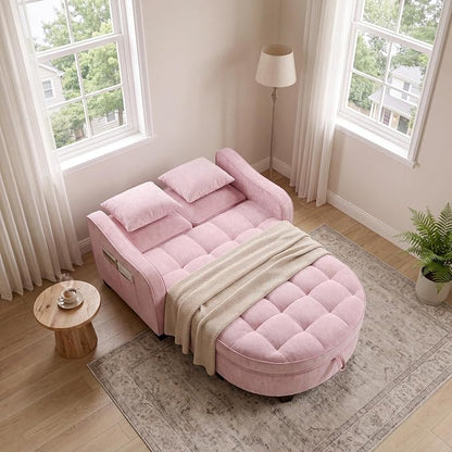 ERYE Chenille Tufted Loveseat Sofa and Ottoman Set, Tufted Recliner Sleeper - Image 3