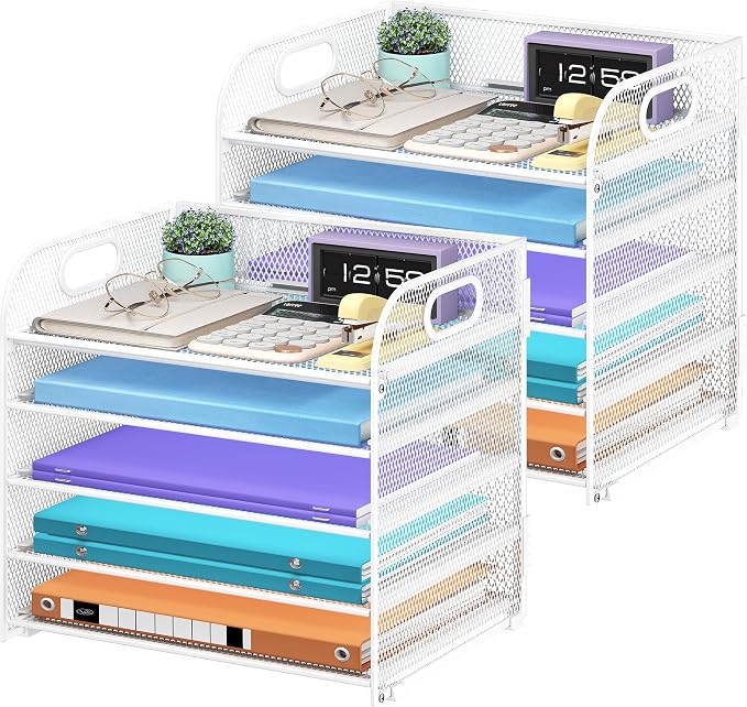 Cawukege 2 Pack 5 Tier Paper Organizer, Letter Tray by Cawukege