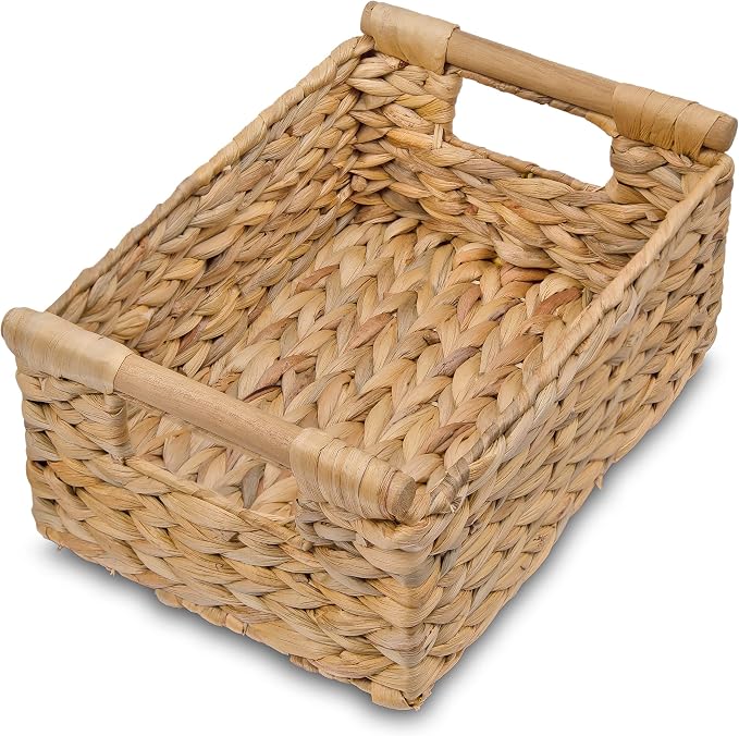VATIMA Hyacinth Small Wicker Basket 11.6x8.1x4.9" by VATIMA