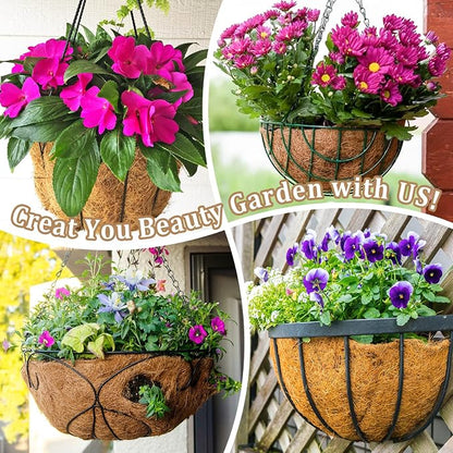 4 Pack 20 Inch Hanging Basket Coco Liners Replacement, 100% Natural Round - Image 7