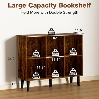 6 Cube Bookcase, Wooden Book Shelf Cube Storage Organizer - Image 3