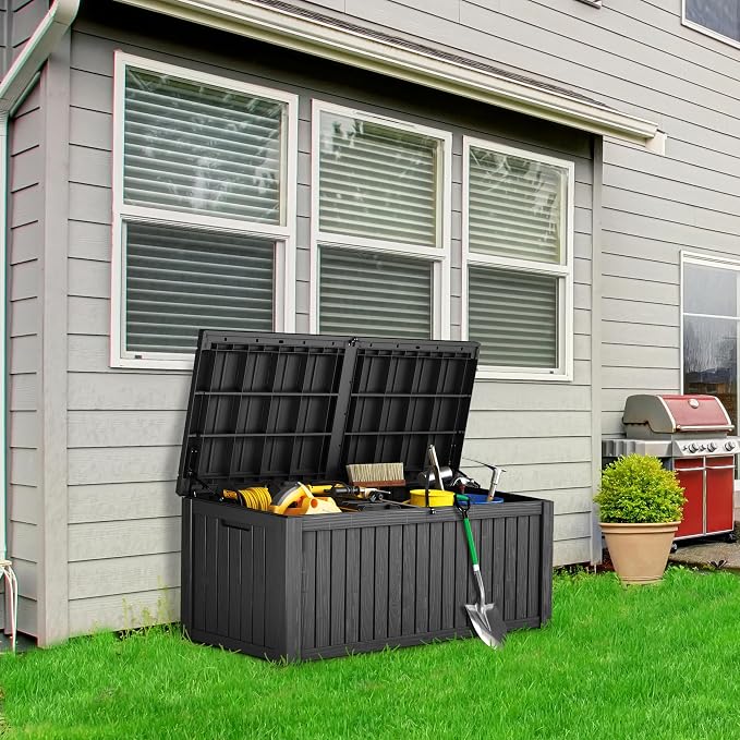 TARKARI 180 Gallon Lockable Resin Deck Box, Waterproof & UV-Resistant Outdoor - Image 4