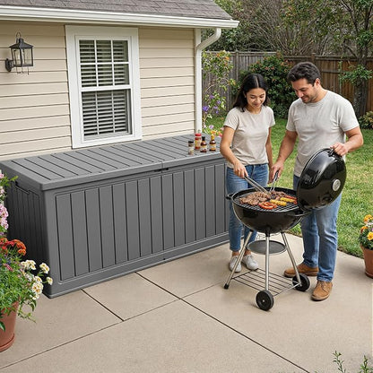 270 Gallon HDPE Deck Box Outdoor Indoor Waterproof Storage Box - Image 2