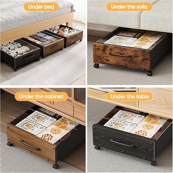 KITHELP Wooden Under Bed Storage - Image 7
