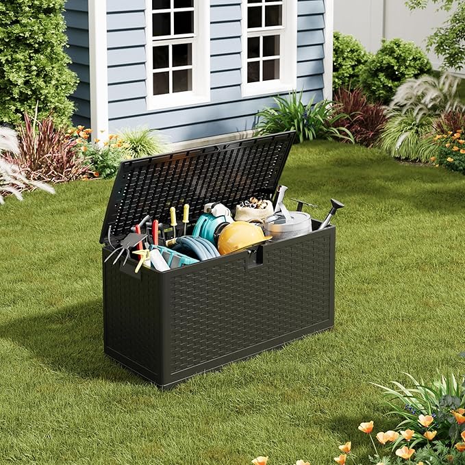 IDEALHOUSE 73 Gallon Resin Deck Box, Waterproof Outdoor Storage Box - Image 7