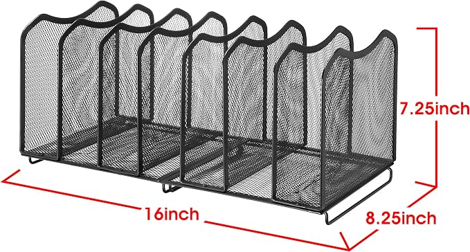Simple Trending 2 Pack Mesh Desktop File Sorter Organizer, 7-Section Bookshelf - Image 7