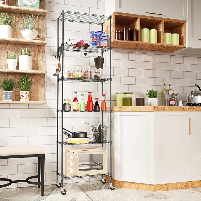 Homdox 6-Tier Storage Shelf Wire Shelving Unit Free Standing Rack Organization - Image 2