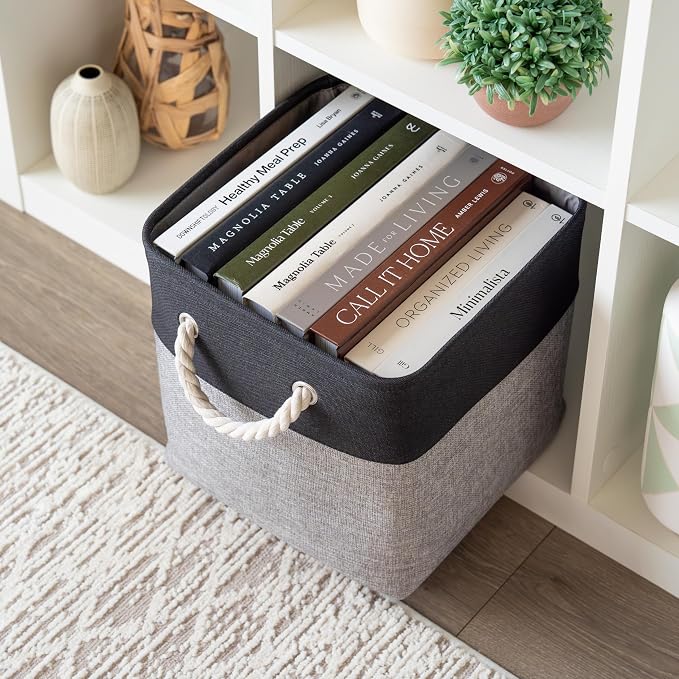 OrganiHaus 11x11 Cube Storage Bins 4 Pack, Foldable Cube Storage Organizer w/ - Image 4