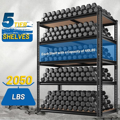 ROOMFAVE 72" H Storage Shelves 5 Tier Garage Shelving Heavy Duty, 2050LBS - Image 5