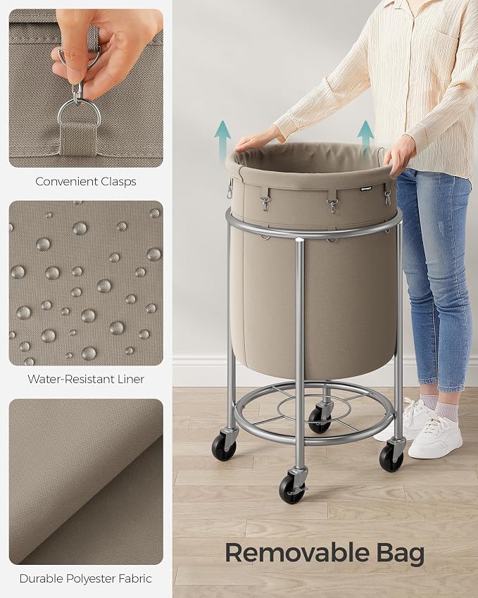 SONGMICS Laundry Basket, Rolling Steel Frame - Image 5