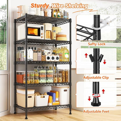 REIBII Metal Shelving 5 Tier Wire Sturdy Storage Shelves Adjustable Steel - Image 4