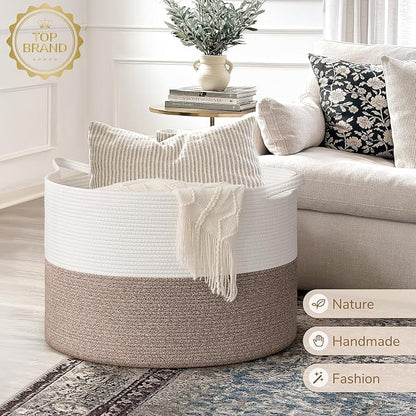 INDRESSME 115L Extra Large Blanket Basket, Soft Cotton Rope Storage Basket - Image 7