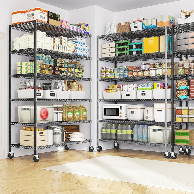 Romorgniz Storage Shelves with Wheels, 6 Tier Wire Shelving Adjustable Metal - Image 5