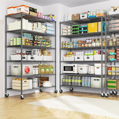 Romorgniz Storage Shelves with Wheels, 6 Tier Wire Shelving Adjustable Metal - Image 5