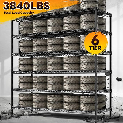 REIBII 83" H Storage Shelves 3840LBS Metal Shelving Unit 6 Tier Wire Shelving - Image 4