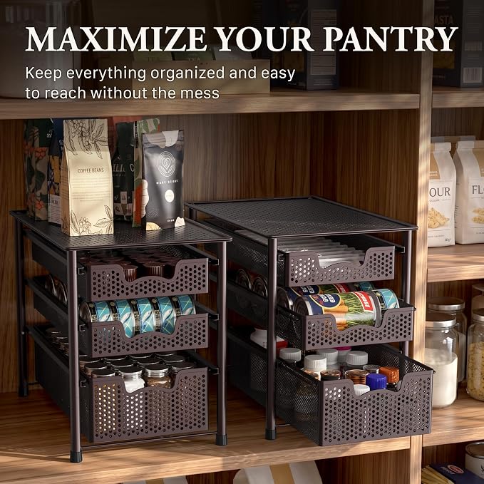 Simple Houseware Stackable 3 Tier Sliding Basket Organizer Drawer - Image 7