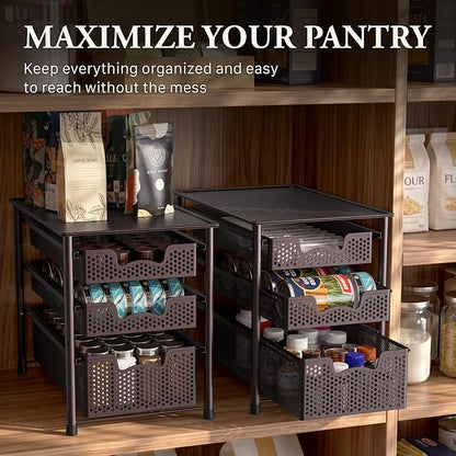 Simple Houseware Stackable 3 Tier Sliding Basket Organizer Drawer - Image 7