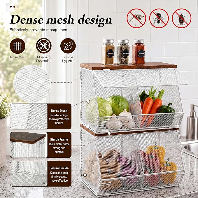 Teenyyou 2 Pcs Stackable Mesh Fruit Basket - Image 5