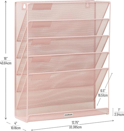 Mind Reader 5-Pocket Vertical File Storage, Desktop Organizer, Wall Mount - Image 3
