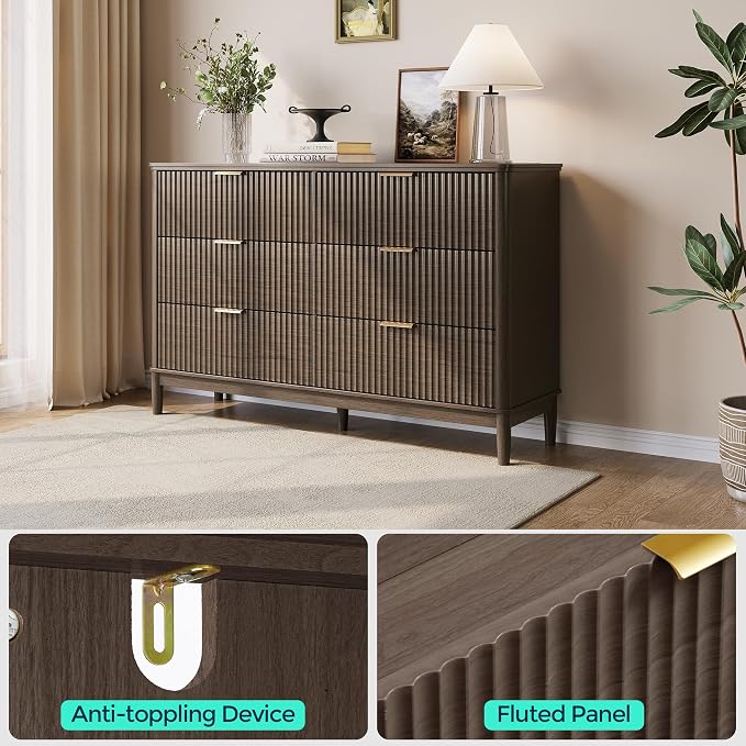 LINSY Fluted Dresser for Bedroom - Image 4