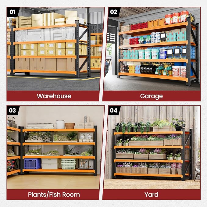 71" Wide Storage Shelves, 5000LBS Garage Shelving Heavy Duty, Standing Shelf - Image 6