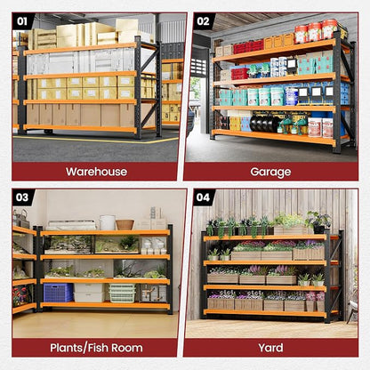 71" Wide Storage Shelves, 5000LBS Garage Shelving Heavy Duty, Standing Shelf - Image 6
