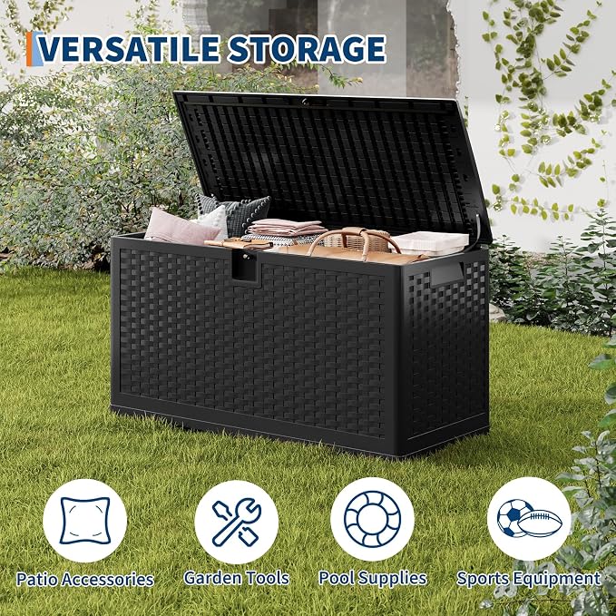 IDEALHOUSE 73 Gallon Resin Deck Box, Waterproof Outdoor Storage Box - Image 4