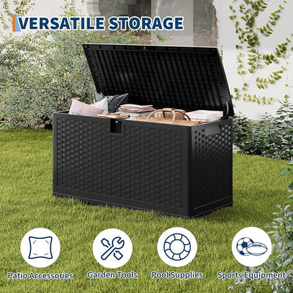 IDEALHOUSE 73 Gallon Resin Deck Box, Waterproof Outdoor Storage Box - Image 4