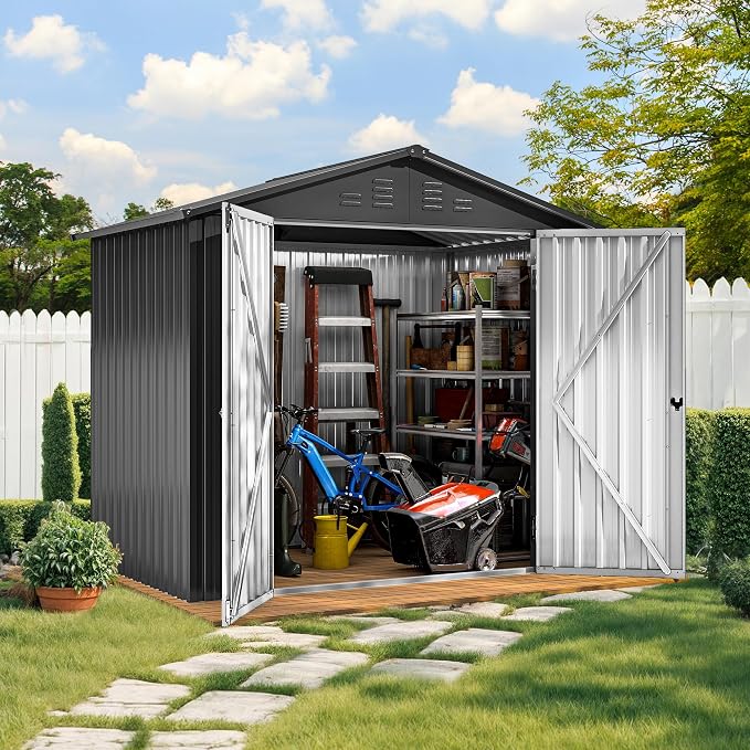DWVO 6x4ft Metal Outdoor Storage Shed, Lockable Tool Storage Sheds, Oversized by DWVO