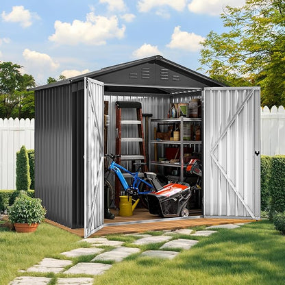 DWVO 6x4ft Metal Outdoor Storage Shed, Lockable Tool Storage Sheds, Oversized by DWVO